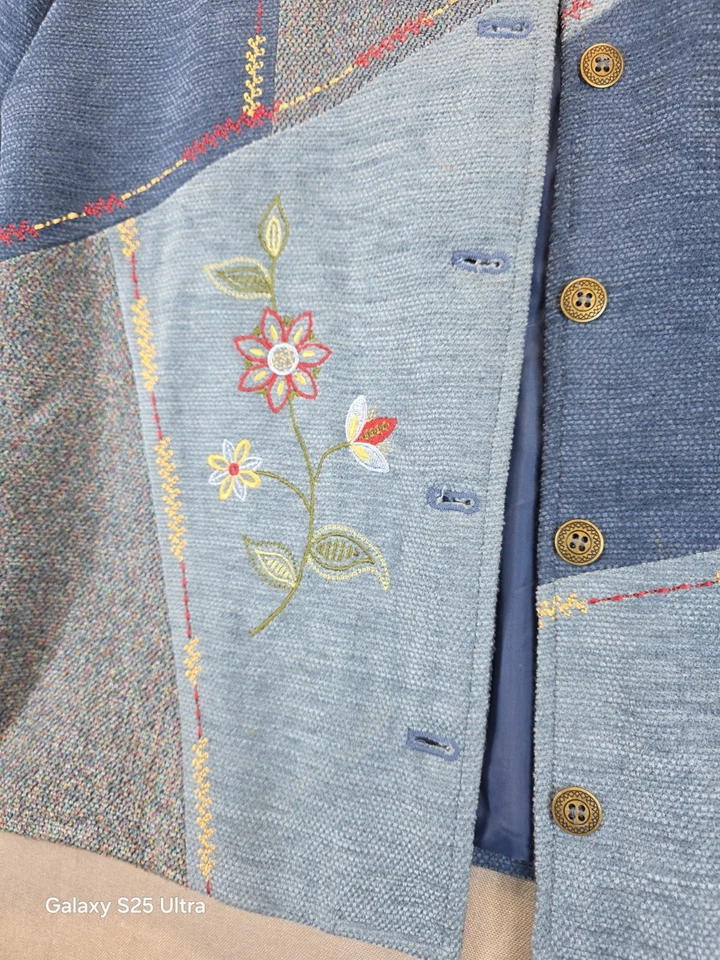 Alfred Dunner Jacket 16 Patchwork Embroidered Grandmacore Floral Cottage Stunner - Image 2 of 4