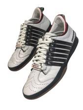 Scarpe da ginnastica Dsquared2 251 in pelle bianca di design scarpe streetwear di lusso Regno Unito 7