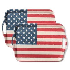 Best KINGEN 2-Pack Patriotic Bamboo Fiber Serving Trays - 1813-inch Extra Large