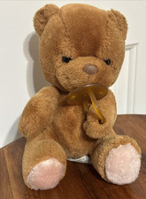 Russ Berrie 8" Bibi Brown Teddy Bear with Pacifier Plush