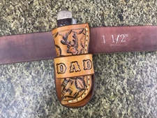 Leather Folding Knife Belt Loop Sheath Trapper Size (Sheath Only) Left Hand