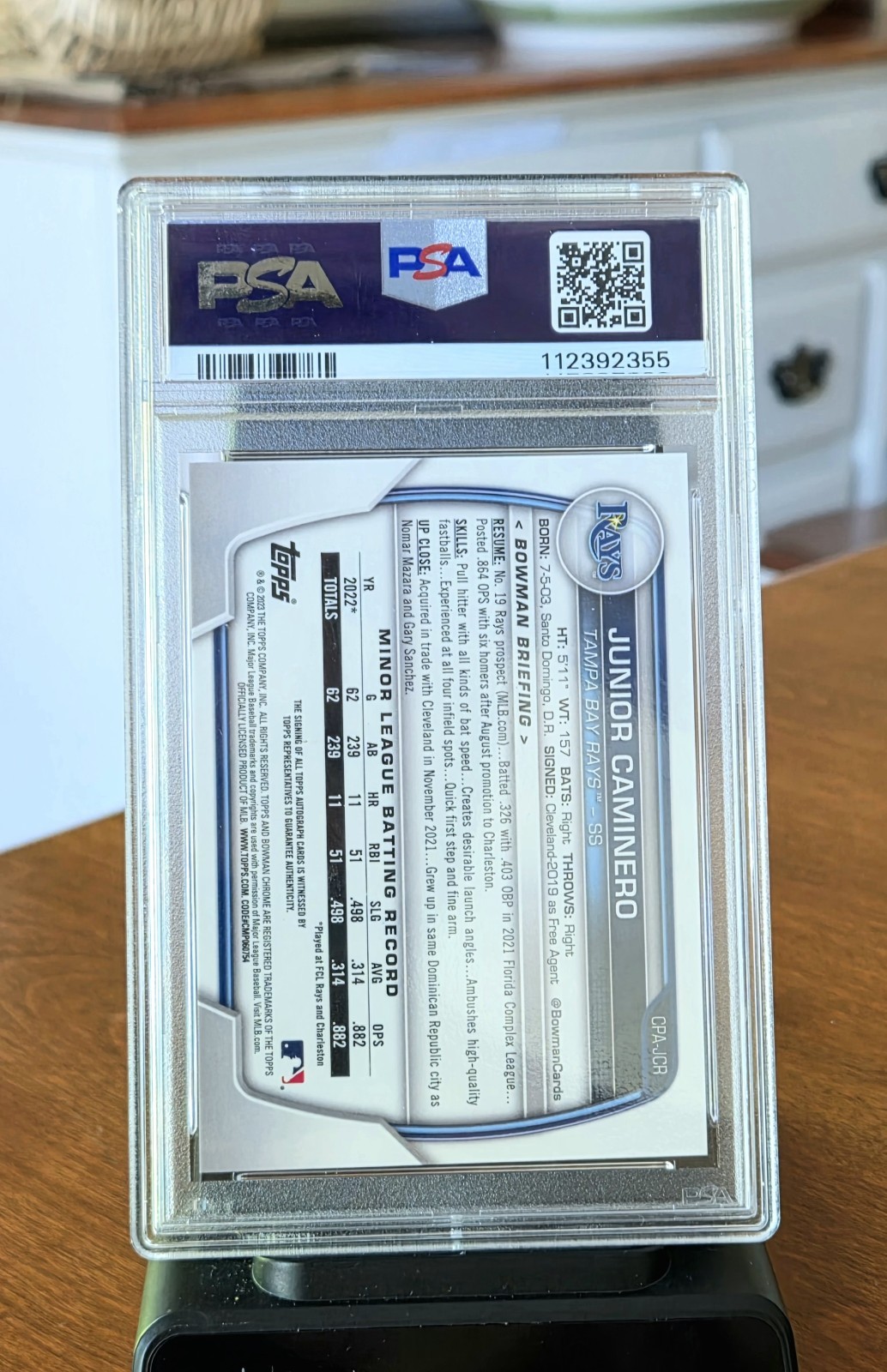 2023 Bowman Chrome Prospect Auto 1st Bowman Junior Caminero Rookie RC PSA 10 💎 view 2