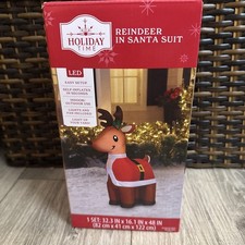 4 ft inflatable reindeer in Santa suit with LED lights Holiday Time New