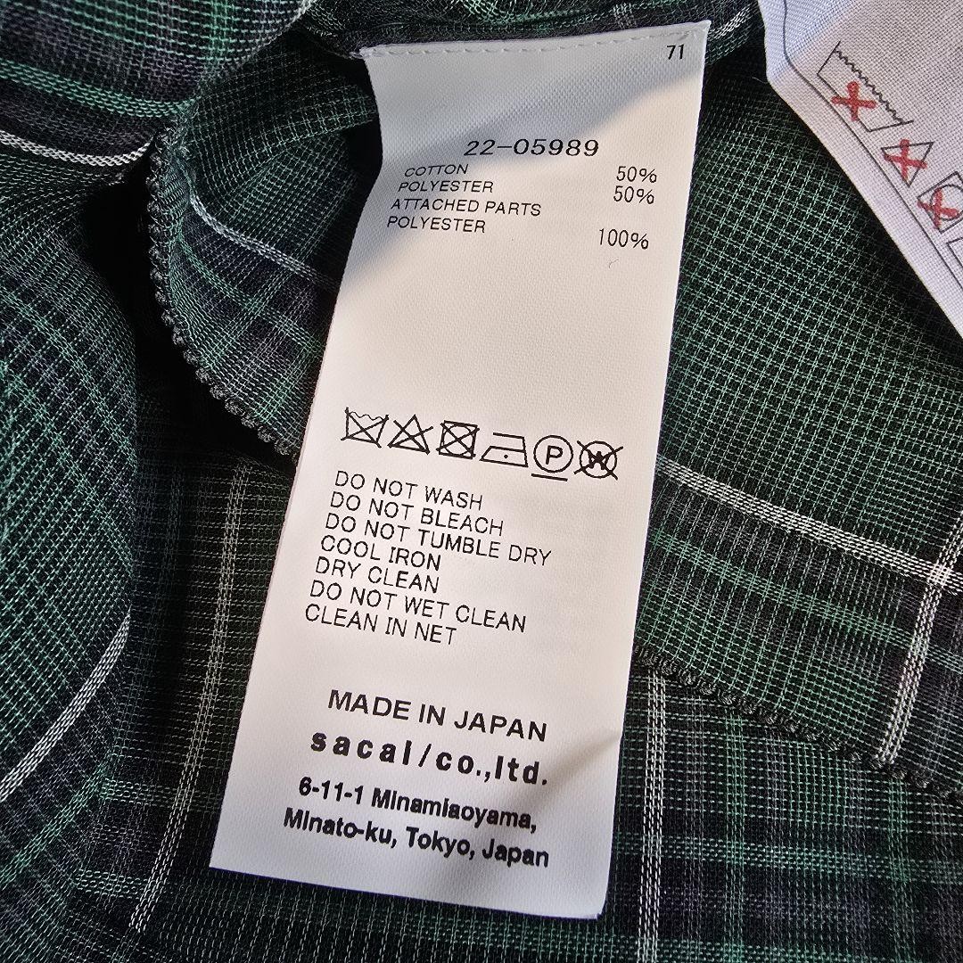 Sacai サカイ 22-05989 Glencheck Mix Shirt sacai 極美品◎Sacai サカイ 22年 22-05989 Glencheck Mix Shirt