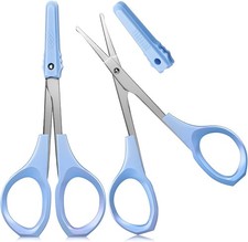 2 Pa Small Scissors 4 Inch Curved Eyebrow Beauty Stainl Steel