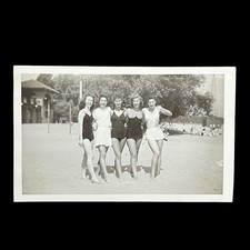 Girls Posing on Beach 1946 Photo Chicago Lake Michigan Lindblom HS Ditch Day