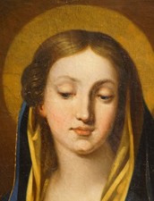 Madonna delle "Tre Ave Maria". Olio su tela. Primissimo '800. 65 x 50 cm.
