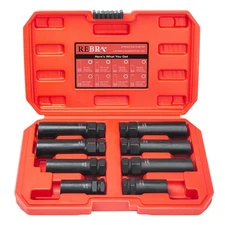 6 & 7 Spline Lug Nut Socket Set - Locking Wheel Nut Removal Tool (8 Pieces)