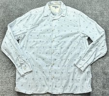 Ted Baker London Shirt Mens Large White Blue Floral Button Down Long Sleeve
