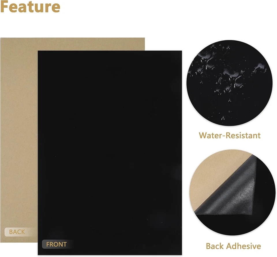 12 PIEZAS Hojas de fieltro autoadhesivas negras tamaño A4 para proyectos de arte y artesanía Foto 3 de 4