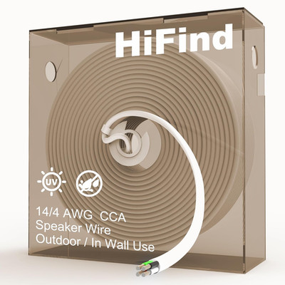14/4 Gauge AWG Outdoor Speaker Wire Bulk 150 FT with Easy Pull Box, LLDPE UV Res
