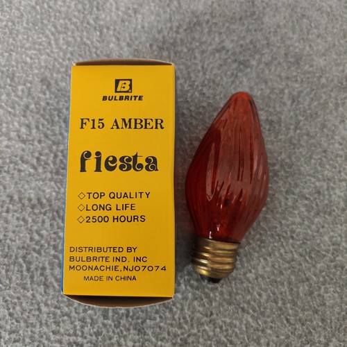 Bulbrite 25F15A 25W Fiesta Style Chandelier Bulb, Standard Base, Amber #421223 - Picture 3 of 7