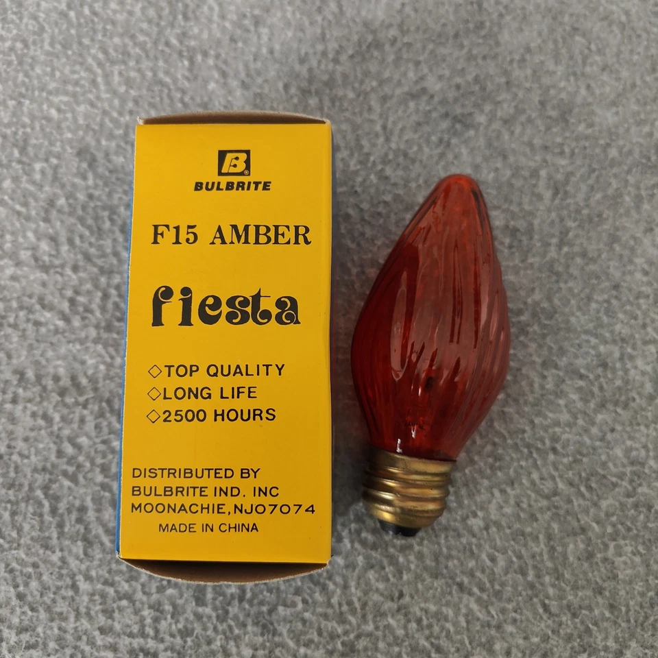 Bulbrite 25F15A 25W Fiesta Style Chandelier Bulb, Standard Base, Amber #421223 - Image 3 of 4