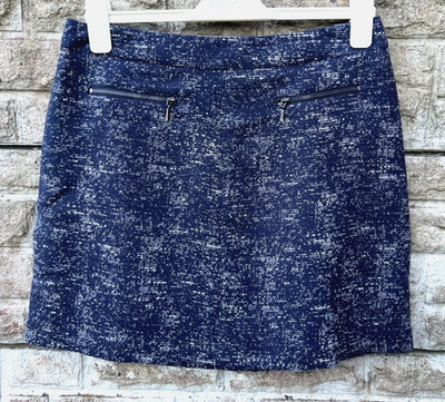*M&S Collection Ladies Navy Fleck Wool Feel Zip Detail Lined Pencil Skirt  UK 12