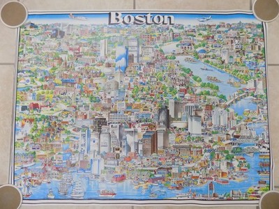Boston Massachusetts City Character Poster 29'' x 30'' Archer Inc 1980 HTF RARE