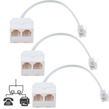Telephone Splitter, 3 Pack RJ11 Male to Female Two Way Phone Line Splitter Co...