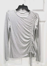 LUSH XS Womens Gray Ruched Tee T Shirt Top Co...