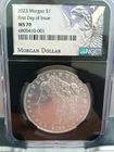 2023 $1 Morgan Silver Dollar NGC MS70 First Day of Issue .999 Silver Label