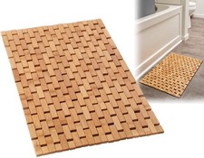 Bamboo Bath Mat - Foldable Wooden Bathmat - Accessories for Bathroom Sauna Sp...