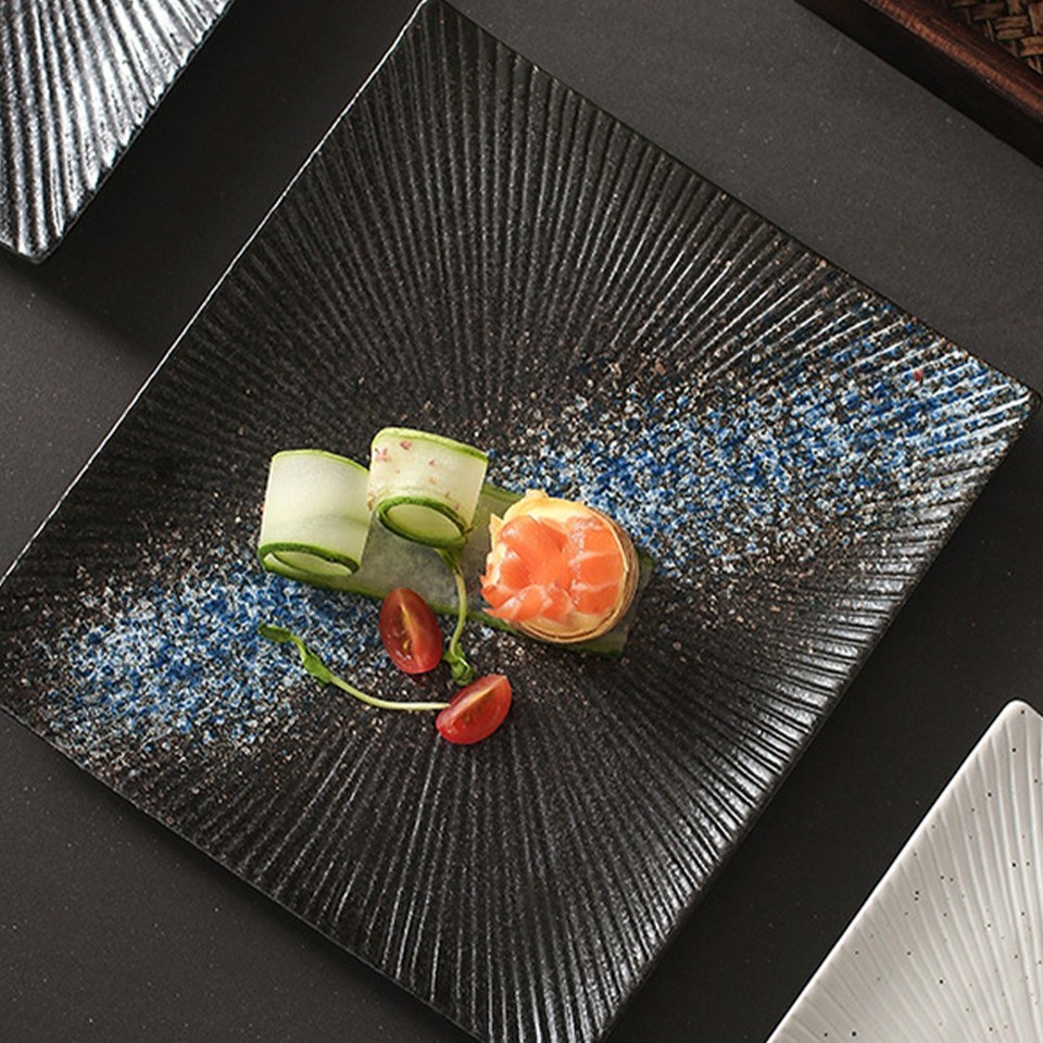 Elegant Black Multi Function Ceramic Plate for Daily Steak Dessert ...