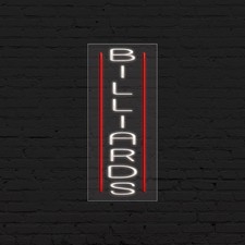 Billiards Sign for Business Displays  LED Flex Neon  13"W x 32"H x 1"D