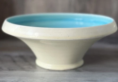 ROOKWOOD POTTERY 1920 CENTERPIECE CONSOLE BOWL 2256 VASE BLUE SWIRL ART DECO