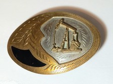 Vintage Oil Well Pumpjack Pump Rig Belt Buckle Western Flair Colorado Springs Co