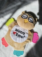Cribmates Owl "Whoo Who Heart's/Loves You" Plush Crinkle Teether Toy