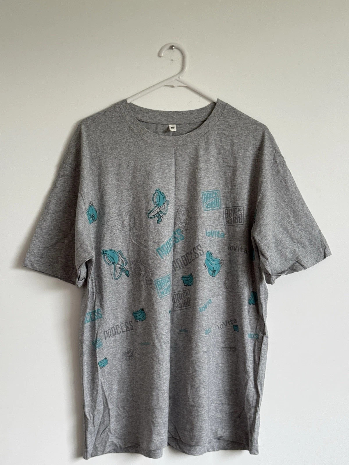 Grey Design Print Women's T Shirt XL Top Preowned