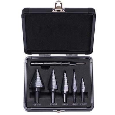 Step Drill Bit Set for Metal Sheet Heavy Duty, 5-Piece Premium M2 HSS Step up do