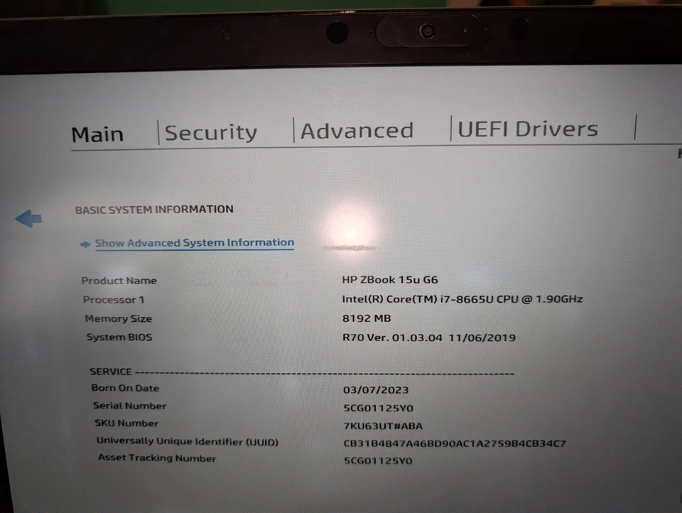 HP ZBook 15u G6 i7-8665u 1.9GHz 8GB RAM 256GB No OS No AC adapter see photos!! - Image 2 of 4