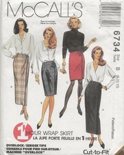 McCALL'S 6734 MISSES TEEN FRONT WRAP SKIRT PATTERN 3 LENGTHS SIZE 8 10 12