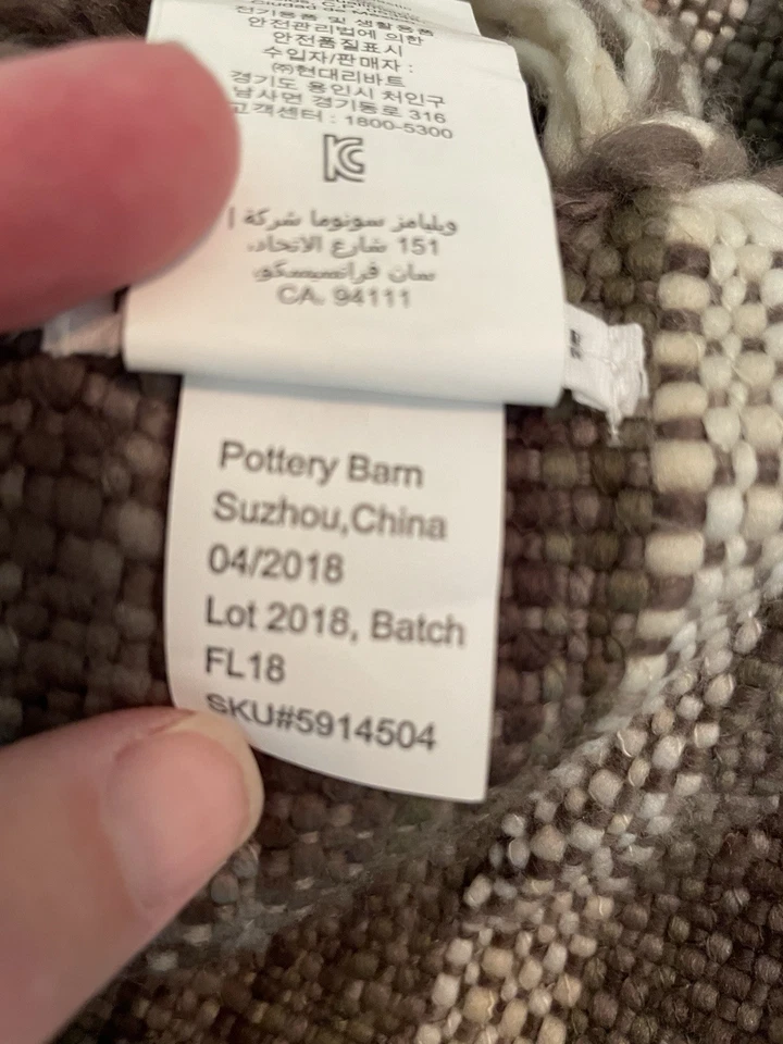 Pottery Barn плед в клетку оливковый, серый, розовый 50 x 60 «акриловая бахрома - Изображение 4 из 4