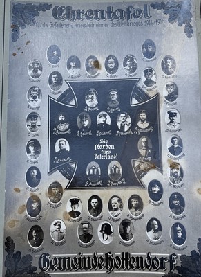 1WK EK Ehrentafel Gemeinde Hottendorf  1914-1918