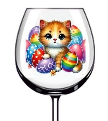 12x Ostern Katze Kätzchen Vinyl Aufkleber Abziehbild Becher Weinglas Flasche Becher Tasse Eimer