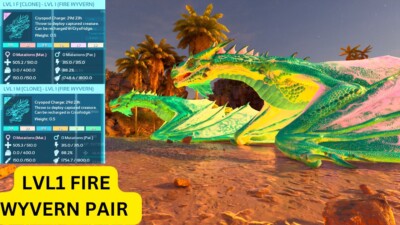 Ark Survival Ascended PVE LEVEL 1 FIRE WYVERN PAAR (CLONE) XBOX/PC/PS5