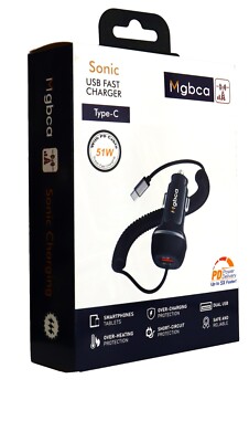 Mgbca Sonic Type-C Car Charger, PD QC 3.0 Fast 51 Watt for Motorola Moto G Play