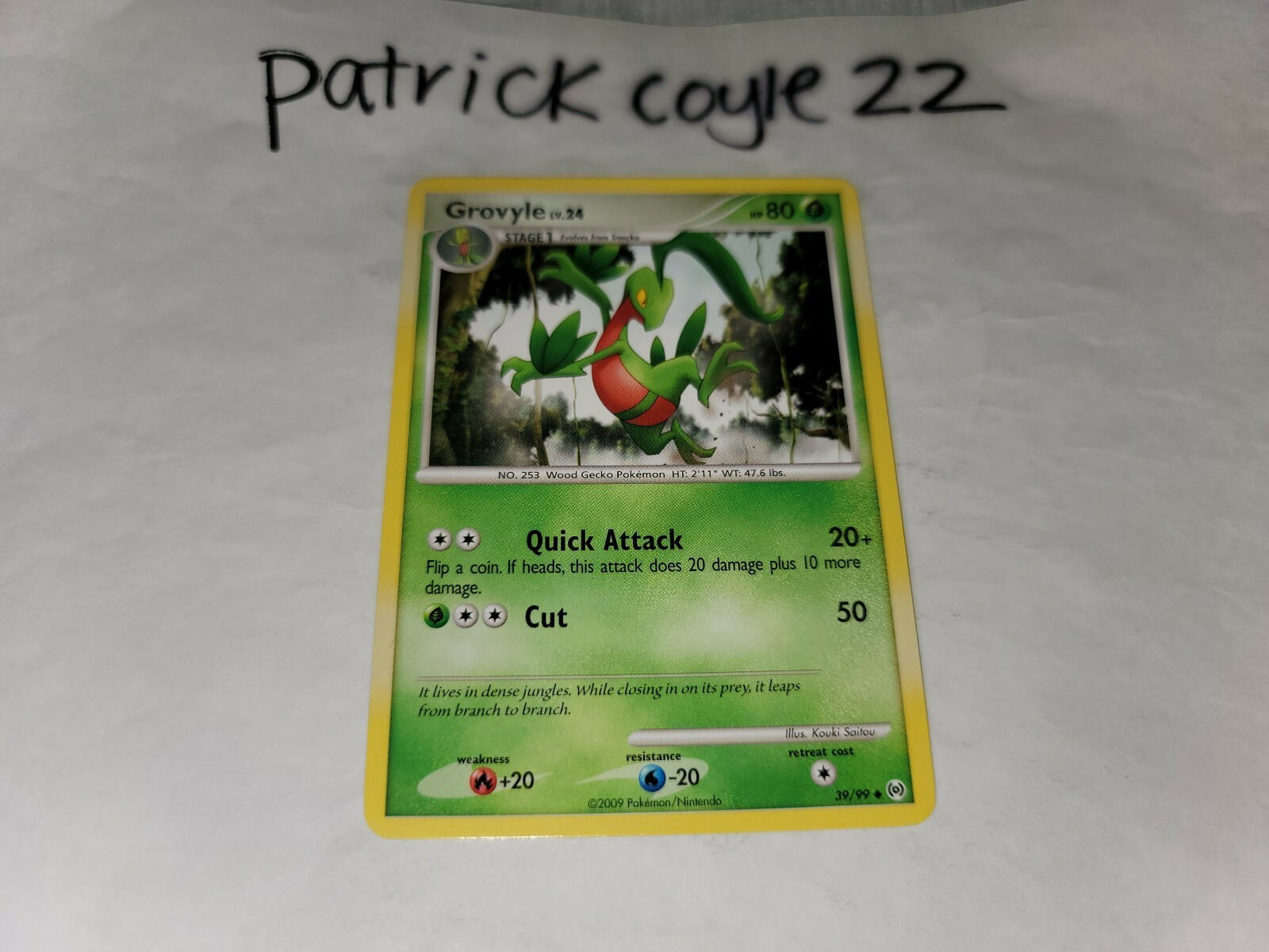 Grovyle Uncommon Platinum Arceus 39/99 NM front/VLP back
