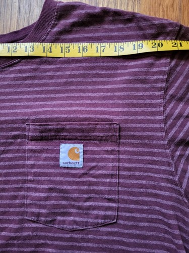 Carhartt Men's L Maroon Original Fit Striped Pocket Cotton Crew Neck Shirt - Picture 8 of 8