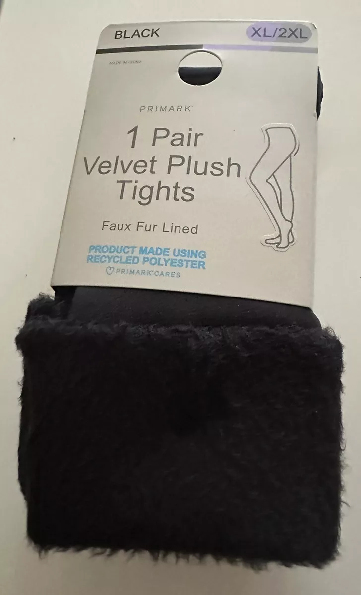 Primark Velvet Plush Leggings Black Faux Fur Lined XL/2XL