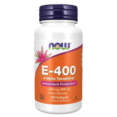 NOW E-400 d-alpha Tocopherols * 268mg+100mcg Selenium * 100 Softgels * Exp 08/26