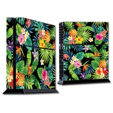 PS4 Playstation console skins decals wrap - tropical flowers hibiscus hawaii