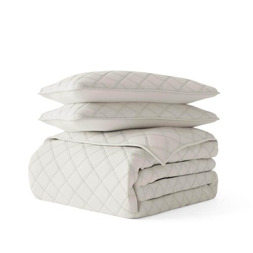 Becky Cameron Quilt/Coverlet Cal King (3Pc) Microfiber Soft Machine Wash Natural