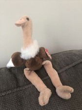 RARE VINTAGE TY Beanie Baby "Stretch The Ostrich" Retired 1997    ERRORS   