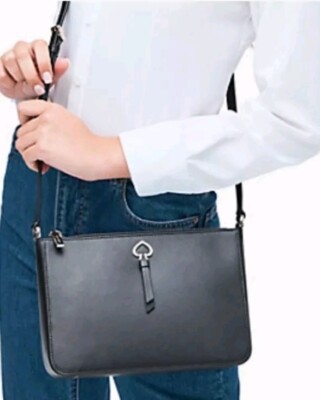 Kate Spade Adel Medium Top Zip Crossbody Bag Refined Leather- Black NWOT 