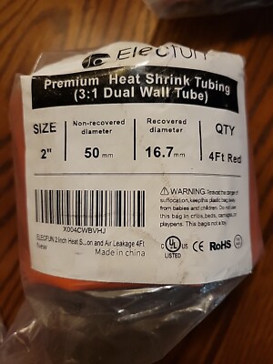 Elecfun Premium Heat Shrink Tubing 3:1 Dual Wall Tube 2'' 4ft Black 4ft Red Wrap