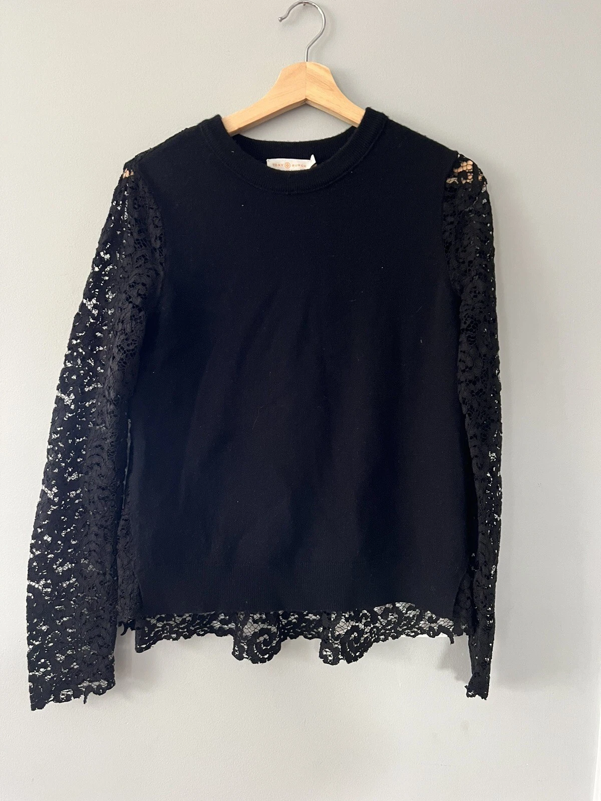 Maglione maniche e schienale in pizzo Tory Burch nero taglia small