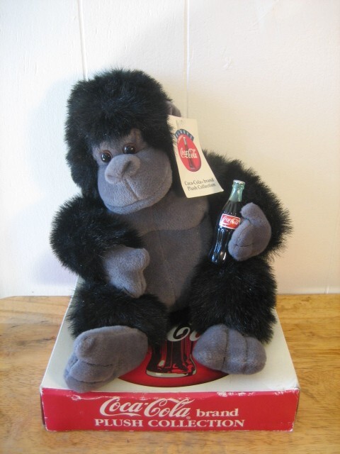 Coca cola brand plush collection,  gorilla holding coke bottle,  with box & tags