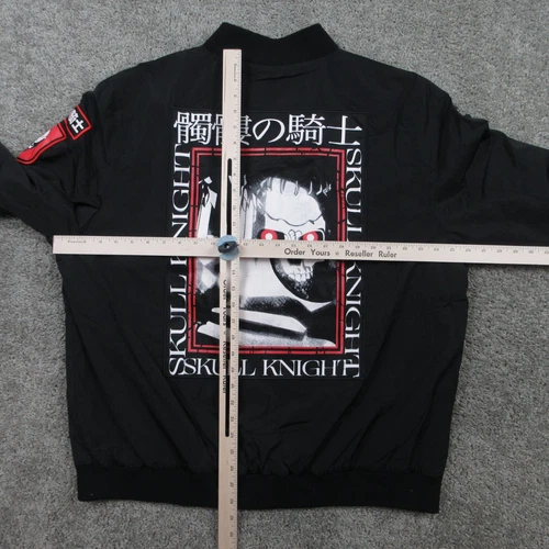 Berserk Jacket Mens XXL 2XL Black Skull Knight Bomber Windbreaker Coat Anime NWT image 10