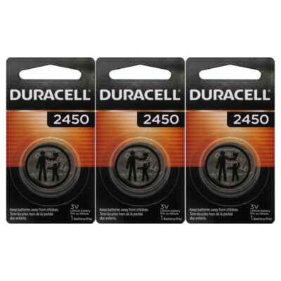 3 x 2450 Duracell Lithium 3V Coin Cell Batteries (CR2450, DL2450, ECR2450)